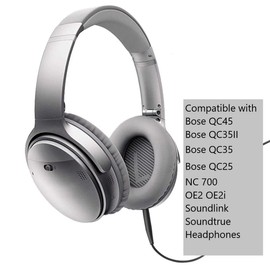 Earla Tec Replacement Audio Cable Cord Extension Wire for Bose QuietComfort QC25 QC35 Headphones with in line Mic Volume Control (No mic White)