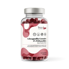 Ashwagandha Gummies 1200mg - 60 Delicious Natural Raspberry Flavour Gummy Chewables - Ashwagandha Root Extract Supplement with 5% Withanolides - Vegan & Gluten-Free