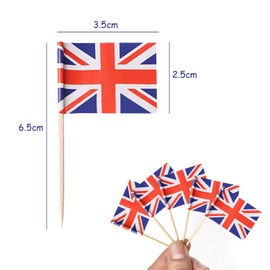Pack of 110 Union Jack Toothpicks Party Supplies Sandwich Flag Cupcake BBQ Cocktail Sticks Royal Event Decoration