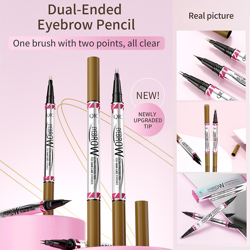 Dual-Ended Eyebrow Pencil - Waterproof, Ultra Fine With Two Micro-Fork