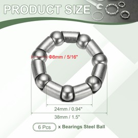 YELARXI Bike Ball Bearings, Bicycle Crank Bearing Retainer Stainless Steel Caged Wheel #7-Fitfor (MTB Bike Crank-Bottom Bracket-Frame Bearing Repair) 5/16" x 7 Balls & 6 Pack & Silver