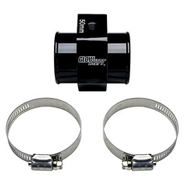 GlowShift 50mm (1-15/16") Radiator Hose Attachment Adapter for Water Coolant Temperature Gauge Sensor - Includes Hose Clamps