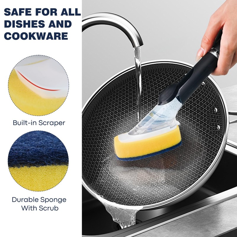 Sponge Brush Refills for OXO Dish Brush, 4 Pack Soap