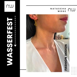 NataschaWoge® Herz Sommer Edelstahl GOLD Huggie Creolen Ohrringe Schmuck für sie Geschenk Silber Damenschmuck Freundin (Gold)