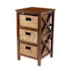 eHemco 3 Tier X-Side End Table/Cabinet Storage with 3 Baskets,