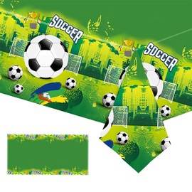 BESPORTBLE Wear-Resistant Pe Table Cover Decorative Soccer Prints Reusable Tablecloth for Dining Parties and Festivals Soccer Decorations for Birthday Celebrations