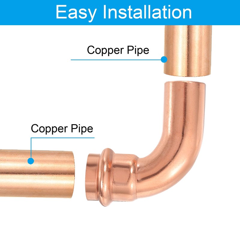 PATIKIL 3/4" x 3/4" Elbow Copper Press Fittings, 5 Pcs
