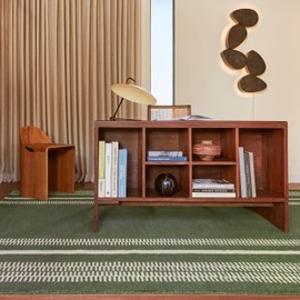 Rugs USA x Arvin Olano Kari Striped Wool Area Rug, 5x8, Dark Green