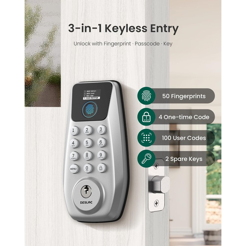 DESLOC C110 Smart Lock with LockVue Display, 3-in-1 Keyless Entry