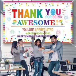 XIEXIEYOU Employee Appreciation Day Backdrop Banner Thank You for Being Awesome Thank You for All You Do Backdrop You are Appreciated Banner for Employee Staff Team Appreciation Week Decoration