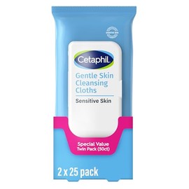 Cetaphil Cetaphil Face and Body Wipes, Gentle Skin Cleansing Cloths, 50 Count, Twin Pack, for Dry, Sensitive Skin, Flip Top Closure, Great for the Gym, Travel, in the Car, Hypoallergenic, Fragrance Free