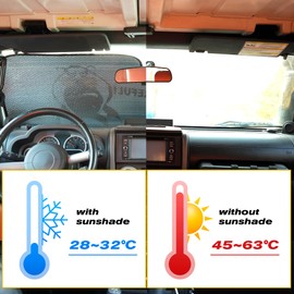 MusixiA Windshield Sun Shade Fit for Wrangler JK 2007-2017 2/4 Doors, Shade Heat Shield Sunshade Sun Visor Protector Car Window Shade
