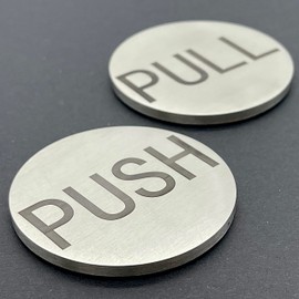 CRL Brushed Stainless 2" Round Push/Pull Set - Etched Stainless Steel