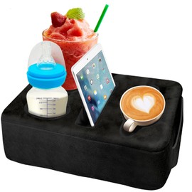 Nisdoing 4 Hole Couch Cup Holder Tray, Cup Holder for Bed Suitable for Cup Holders on Sofas, beds, Camping, RVs, Cars, and Beaches.Black