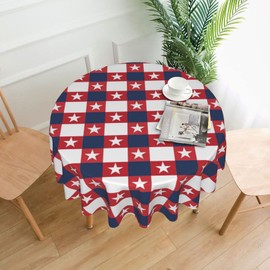 DEKIFNHG 4th of July Round Tablecloth 60 Inch, Patriotic Star Decorations Round Table Cloth for Independence Day Holiday Picnic Party Indoor Outdoor