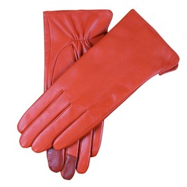 WARMEN Women's Touchscreen Texting Genuine Nappa Leather Glove Winter Warm Simple Plain Cashmere & Wool Blend Lined Gloves (Medium (7), Orange (2017 New Touchscreen/Cashmere Blend Lining))