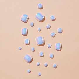 FIEONCIY Press on Toenails with Designs Acrylic Fake Nails for Toe Artificial False Nails with Charms Glue on Toe Nails for Spring Summer Stick on Toenails for Women Girls(XD5030)