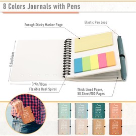 Resurhang 48 Pcs/24 Set Employee Appreciation Gift for Coworkers Staff Teacher Housekeeping Inspirational A6 Spiral Journal Notebook with Pen for Team Christmas Gift(Heal Color,Team Together)