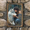 EGgifts Wolf and Woman Metal Wall Sign – 8x12 Fantasy