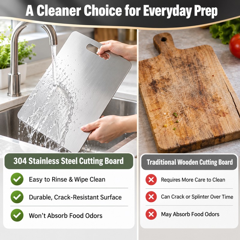 Stainless Steel Cutting Board for Food Prep – Double-Sided Chopping