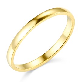 14k Yellow Gold 2mm SOLID COMFORT FIT Plain Wedding Band - Size 7.5