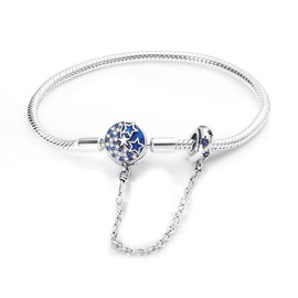 Hapour 925 Sterling Silver Charm Bracelet for Women, Butterfly, Heart, Moon and Star, Best Friend Charms, Snake Chain, Charm Bracelet with 5A Cubic Zirconia, Cubic Zirconia