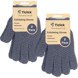 Yiclick Heavy Exfoliating Gloves 2 Pair 4 Pcs, Exfoliating Body Scrubber for Bath Shower Exfoliation, Body Scrub Exfoliator For Dead Skin Remover, Exfoliate Sponge Loofah Washcloth Mitt for Men Women