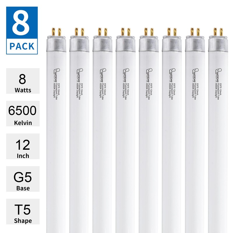 Wesome Lighting 8 Pack 12 Inch F8T5/DL Fluorescent Light Bulb,