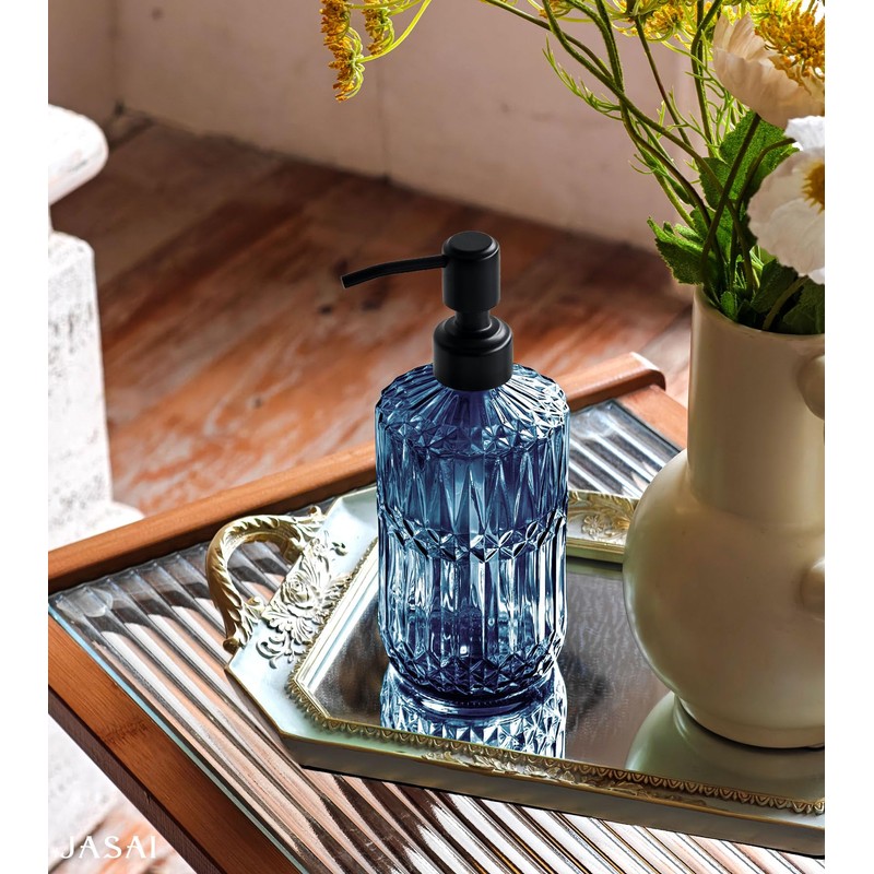 JASAI 18Oz Blue Soap Dispenser with Black Rust Proof Pump,