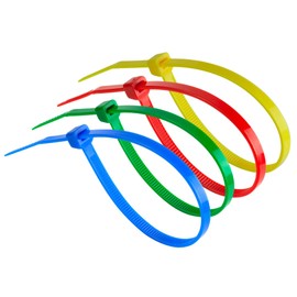 Gocableties 200mm x 2.5mm Heavy Duty Nylon Cable Ties Red Green Blue Yellow 200 Pack Multicolor