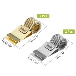 PATIKIL 4Pcs Pen Holder Clips, Metal Pen Clip Holder Adjustable Loop Pen Pencil Organizer with Single Spring Loop for Notebook, Clipboard, Silver Tone, Gold Tone