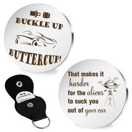 Funny Gifts for Dad Boyfriend Drive Safe Keychain Fathers Day Mens Gift for Dad Men Women Cool Key Chain with Leather Pocket Hug Token Unique Gag Birthday Gifts for Husband Wife Friend Uncle Adult Son