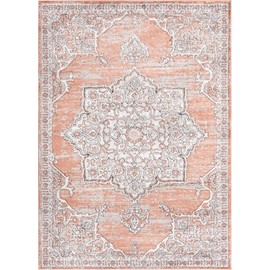 Unique Loom Nyla Collection Area Rug - Smile (Rectangular 6' 0" x 9' 0", Salmon Pink/Black)