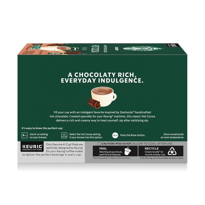 Starbucks K-Cup Coffee Pods, Flavored Hot Cocoa, Classic Hot Cocoa,
