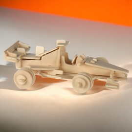 MIJOMA 3D Puzzle Car Made of Natural Wood - Educational Wooden Toy to Promote Hand-Eye Coordination & Learning Skills, 4 x 15 cm (Racing Car)