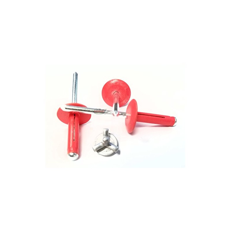Fluoresent Red Exploding Pop Rivets 3/16" Tri-Fold Large Head Aluminum