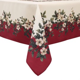 Wewoch Christmas Floral Print Tablecloth Waterproof and Stain Resistant Table Cloth Decorative Tablecloths Suitable for Holiday/Dining/Party Use(60x104 Inch)