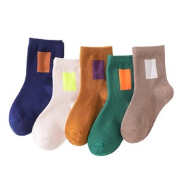 Koala Mama Stylish Scandinavian Square, Soft Cotton, Children's Socks, Socks, Socks, Set of 5, Colorful, Boys and Girls, Spring, Summer, Autumn, Winter, School or Kindergarten