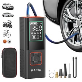 BASGI Tire Inflator Portable Air Compressor,160PSI 7800mAh 3 x Faster Inflation Intelligent Air Pump for Car Tires,Bicycle Tires,Motorcycle Tires,Electric Bike Tires,Compact Car Tires,Ball