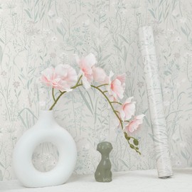 Heroad Floral Peel and Stick Wallpaper Boho Contact Paper Morandi Watercolor Neutral Flower Wallpaper Modern Wall Paper for Bedroom Removable Self-Adhesive Thicken Decoration 17.3In x 6.6Ft