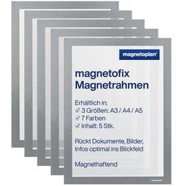 magnetoplan 1130301 Magnetofix Magnetic Frame A4 Grey Pack of 5