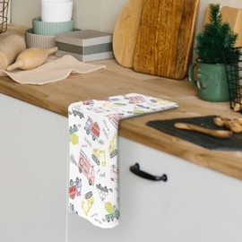 Pugwak Truck Cars Kitchen Dish Towels 16x24 Inch, Construction Machines Gifts for Toddler Boys Kids, Tractor Vehicles Decorative Hand Towels Tea Towels for Playroom Bathroom Kitchen