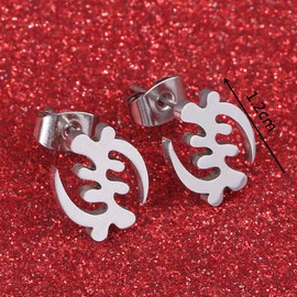 Stainless Steel Adinkra Gye Nyame Symbols of West Africa Design Earrings (Silver Color)