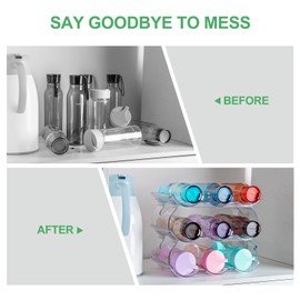 ACEROMT Water Bottle Organizer - Stackable Cup Organizer for Kitchen Pantry, Fridge, Cabinet, Stackable Water Bottle Holder for Wine Drink Bottles with Brush, Tumbler Kitchen Storage Holder 2 Pack