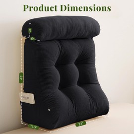 Sasttie Wedge Pillow Set, 2PCS Reading Pillow for Sitting, Bed Wedge Pillow Headborad for Sleeping, After Surgery, Acid Reflux, Leg and Back Support, with Neck Cushion, 23"x11.5"x23", Black