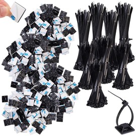 AGT Kabelbinder Klebesockel: 800er-Set UV-beständige Kabelbinder mit Sockel, schwarz (mit Haltesockel)