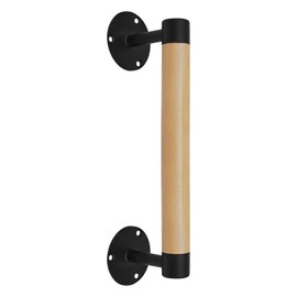 Purife 1ft Wood Handrail for Indoor Stairs, Wood Staircase Handrail W/s Black Sturdy Metal Brackets, Stair Banister Railing Wooden Safety Grab Bar for Elderly & Kids
