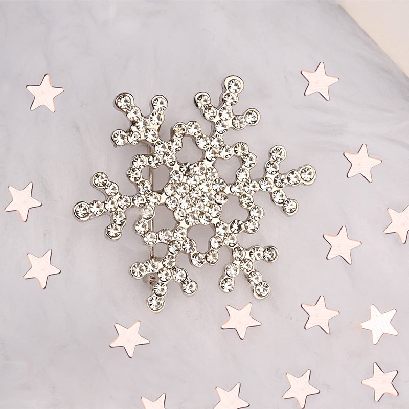 XNHIU Snowflake Brooch Pin Crystal Xmas Chest Pin