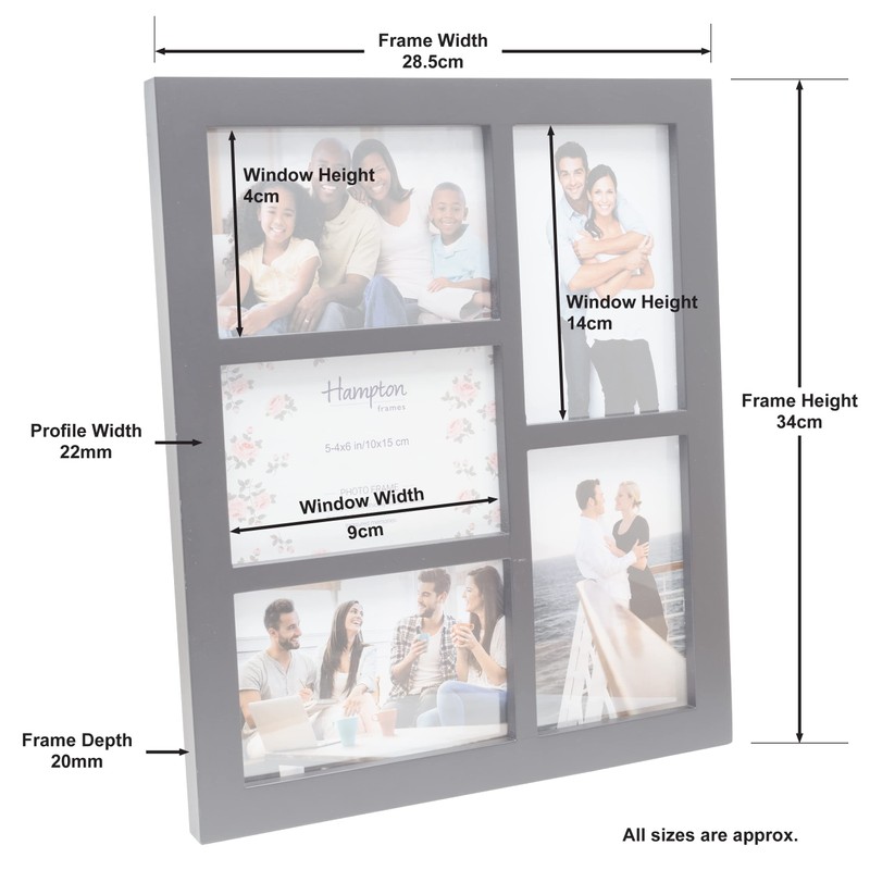 Hampton Frames GALLERY 5 Aperture - 4x6 (10x15cm) Black Multi
