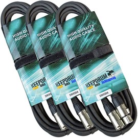 Keepdrum 3x DMX Cable 3 Pin XLR Cable Control 100 Ohm, Black
